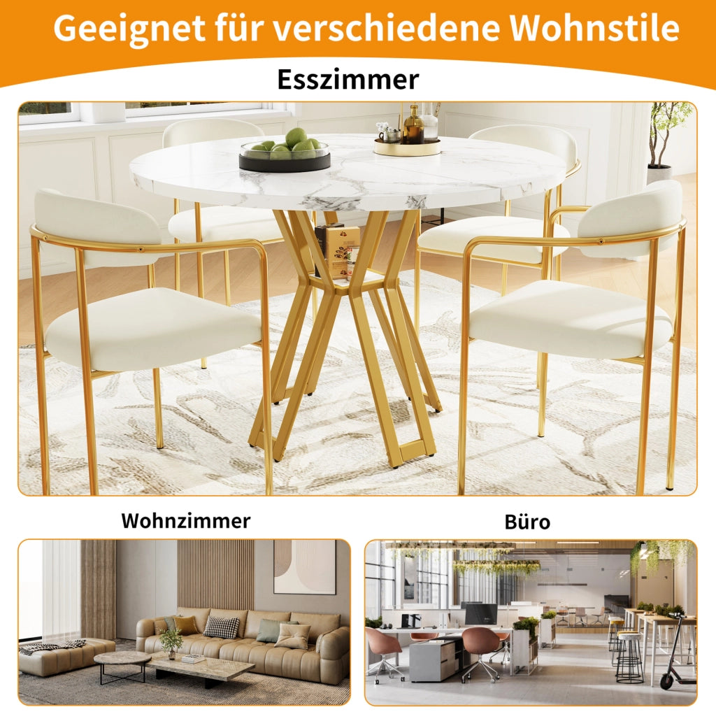 TAVOLO DA PRANZO 100x100x76 cm MDF Bianco e Oro