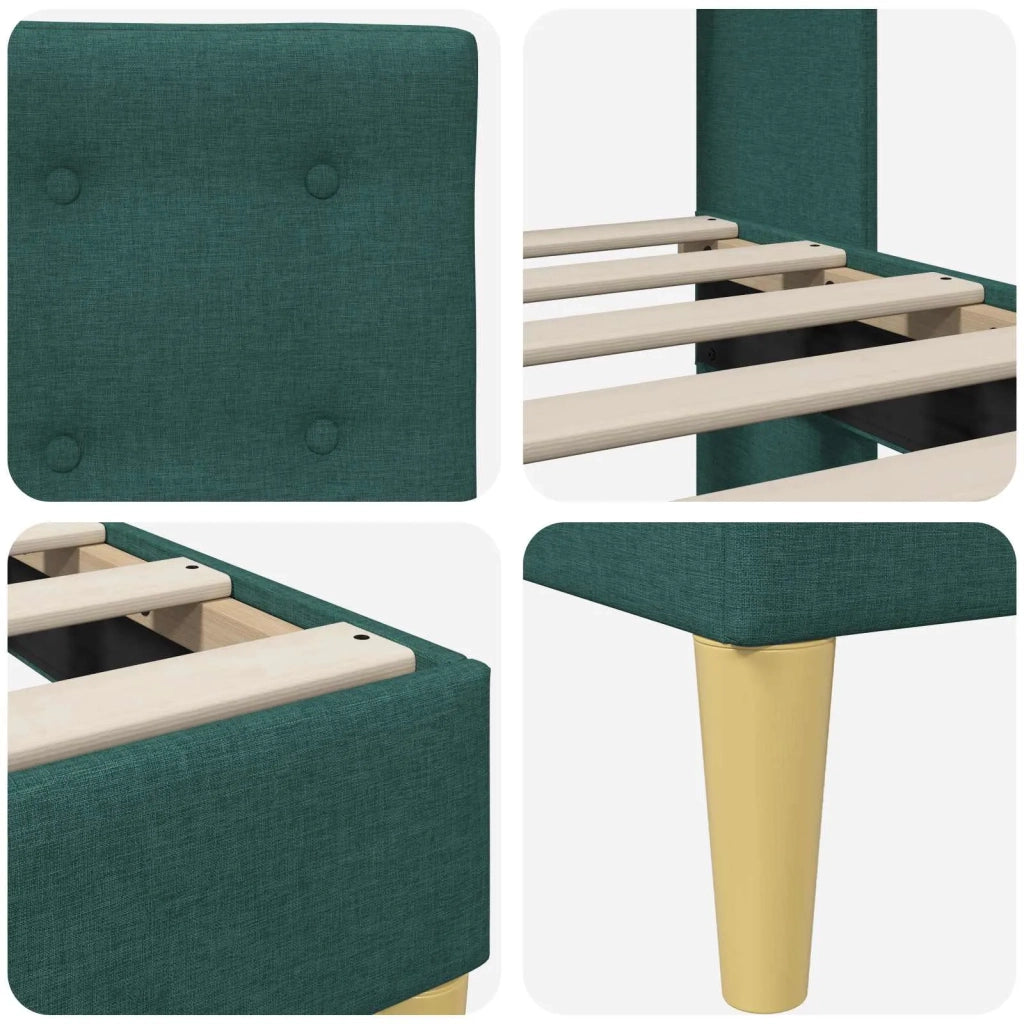 Letto matrimoniale | Letto per adulti | Struttura del letto Verde Scuro 140 x 200 cm Tessuto