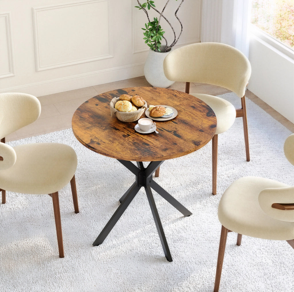 Tavolo rotondo Ø80 cm in stile industriale marrone e nero