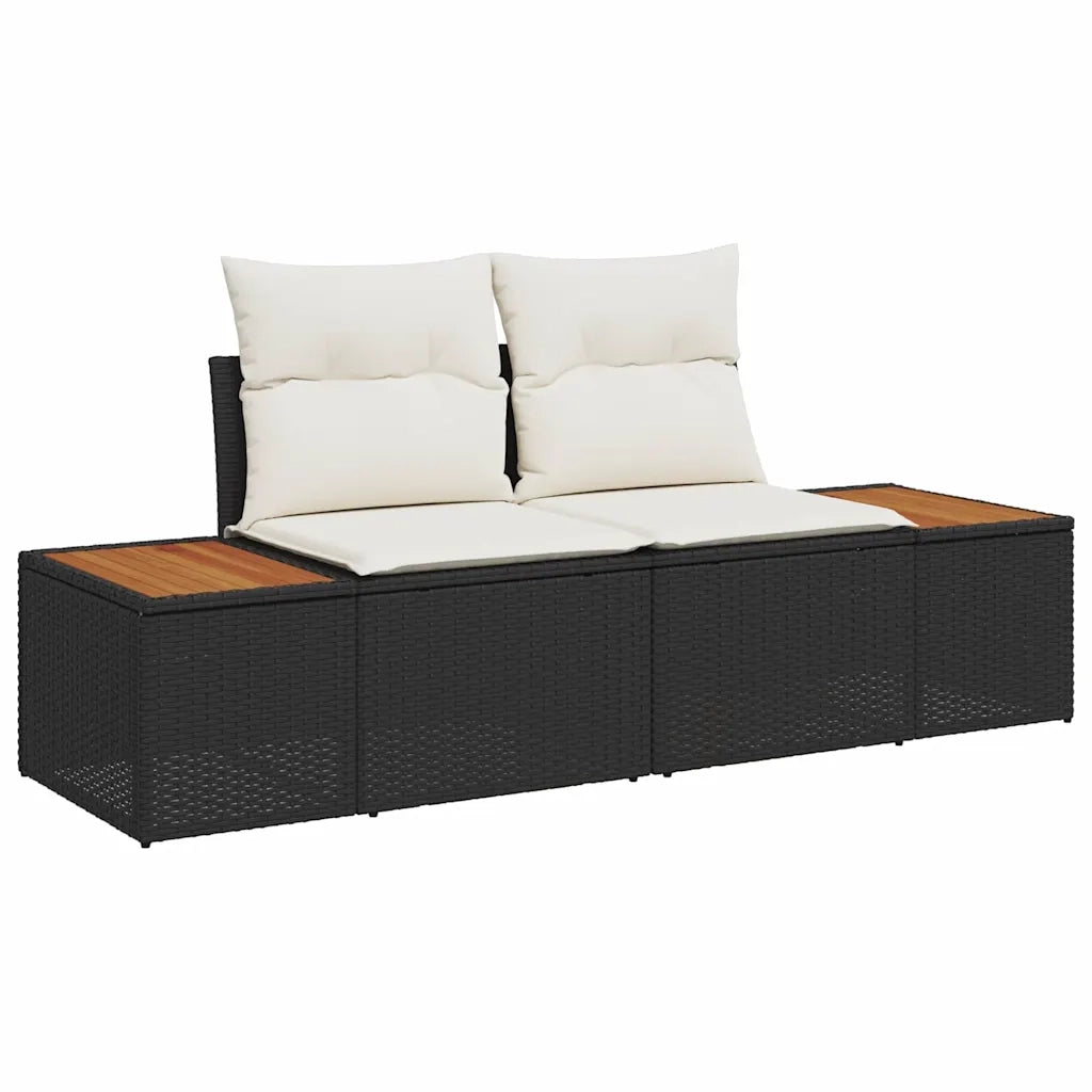 Set Divano da Giardino con cuscino 11 pcs Nero Poly Rattan