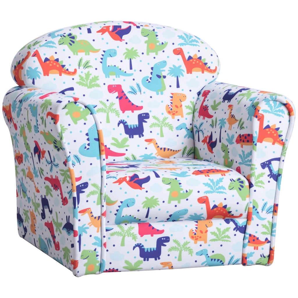 Poltrona Bambini Dinosauri ¨C Xylo ¨C Imbottita Schiuma Flanella 50x39x44 cm Multicolore