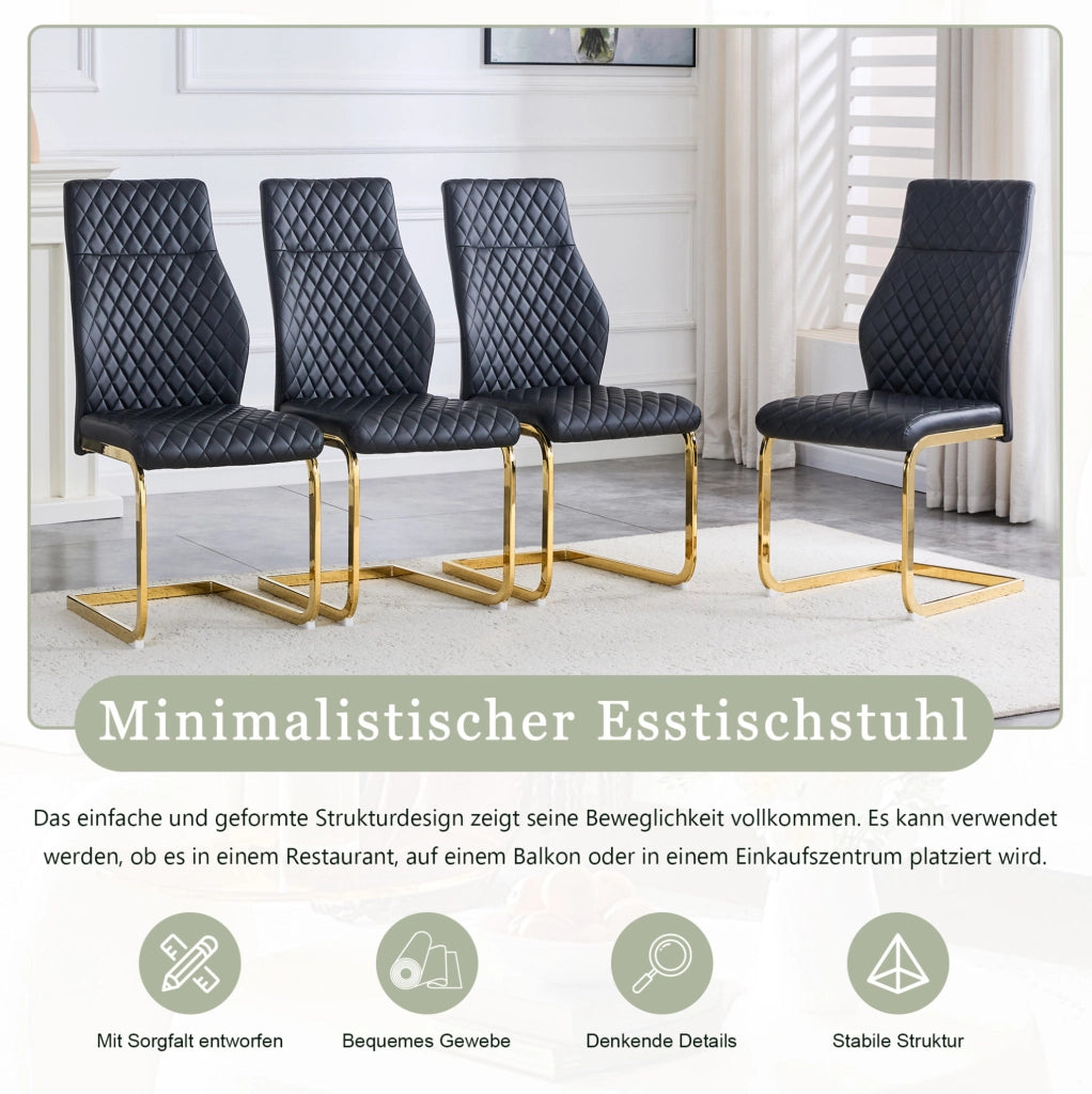 SEDIA Imbottita Rombi 100 cm Nero/Oro Set da 2 pezzi