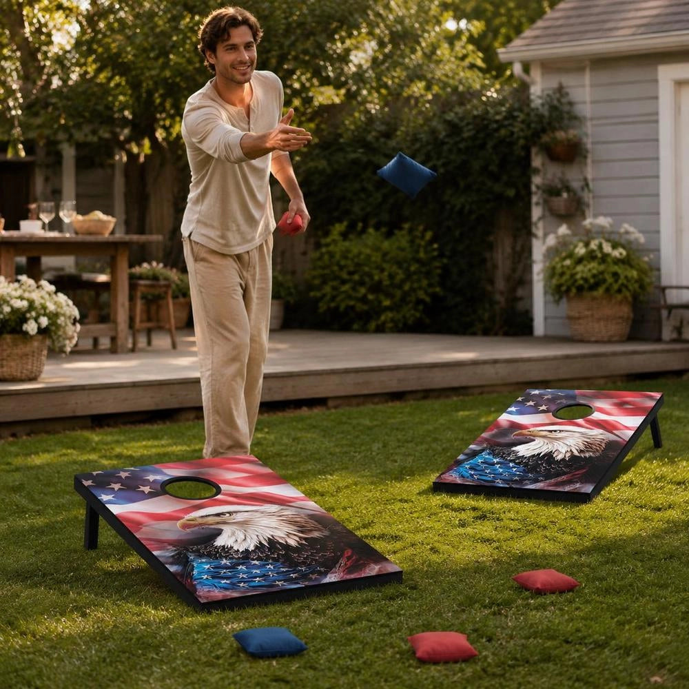 Cornhole Game Set (920 X 600 X 241 Mm) Cornhole Game Boards, Portable Throwing Board Made Of MDF Wood, Cornhole Game For Adults, Includes 8 Bean Bags & Carrying Bag, For Garden, Backyard, Beach