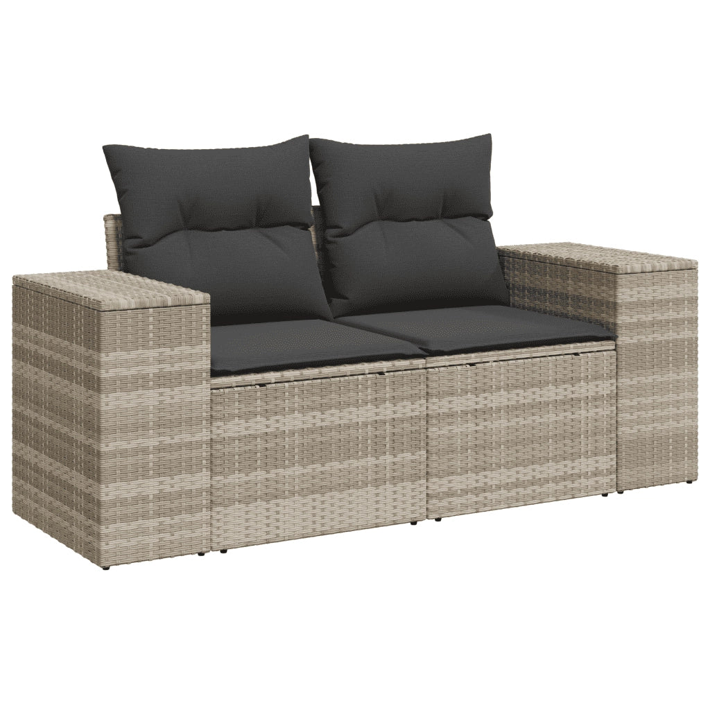 Set Divani da Giardino 7pz con Cuscini Grigio Chiaro Polyrattan 3264438