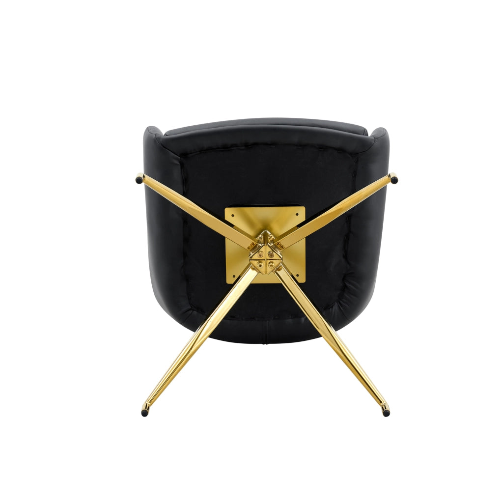 SEDIA Girevole 360° 85 cm PU Nero e Metallo Oro Set da 2 pezzi