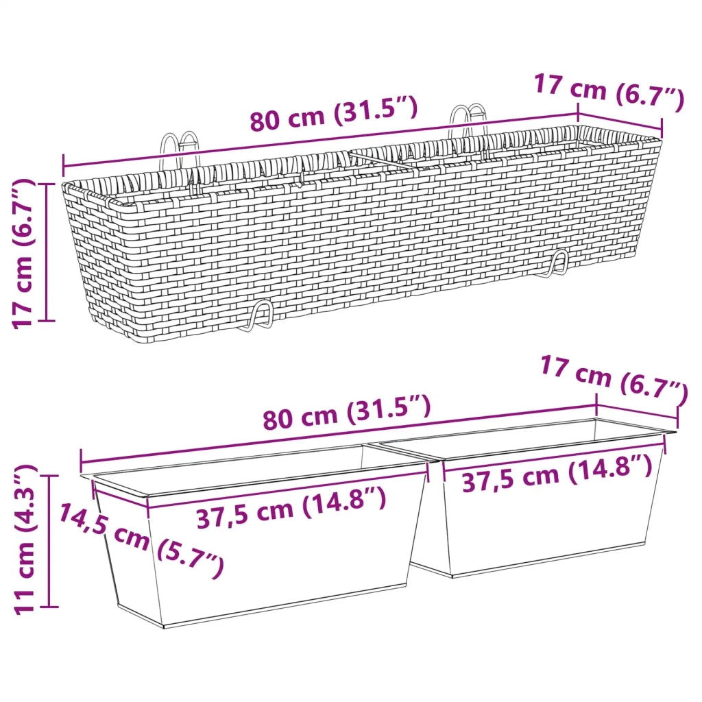 Ringhiera 2 pcs 80 x 17 x 17 cm Metallo 42026968