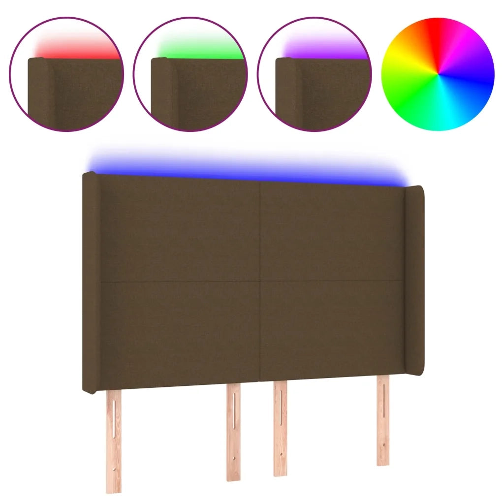 Testiera | Testata a LED MarroneScuro147x16x118/128cm inTessuto