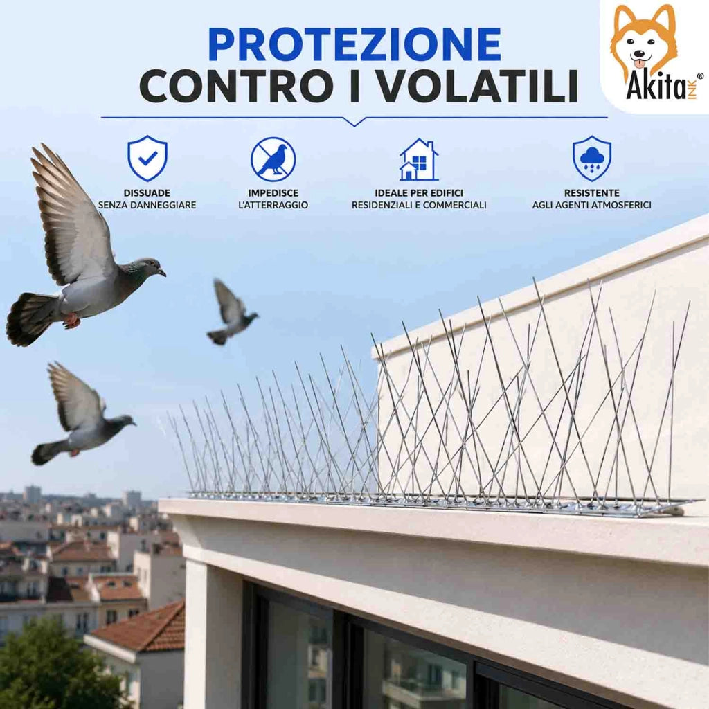 Akitaink Dissuasore per Piccioni Acciaio Inox 25 Metri