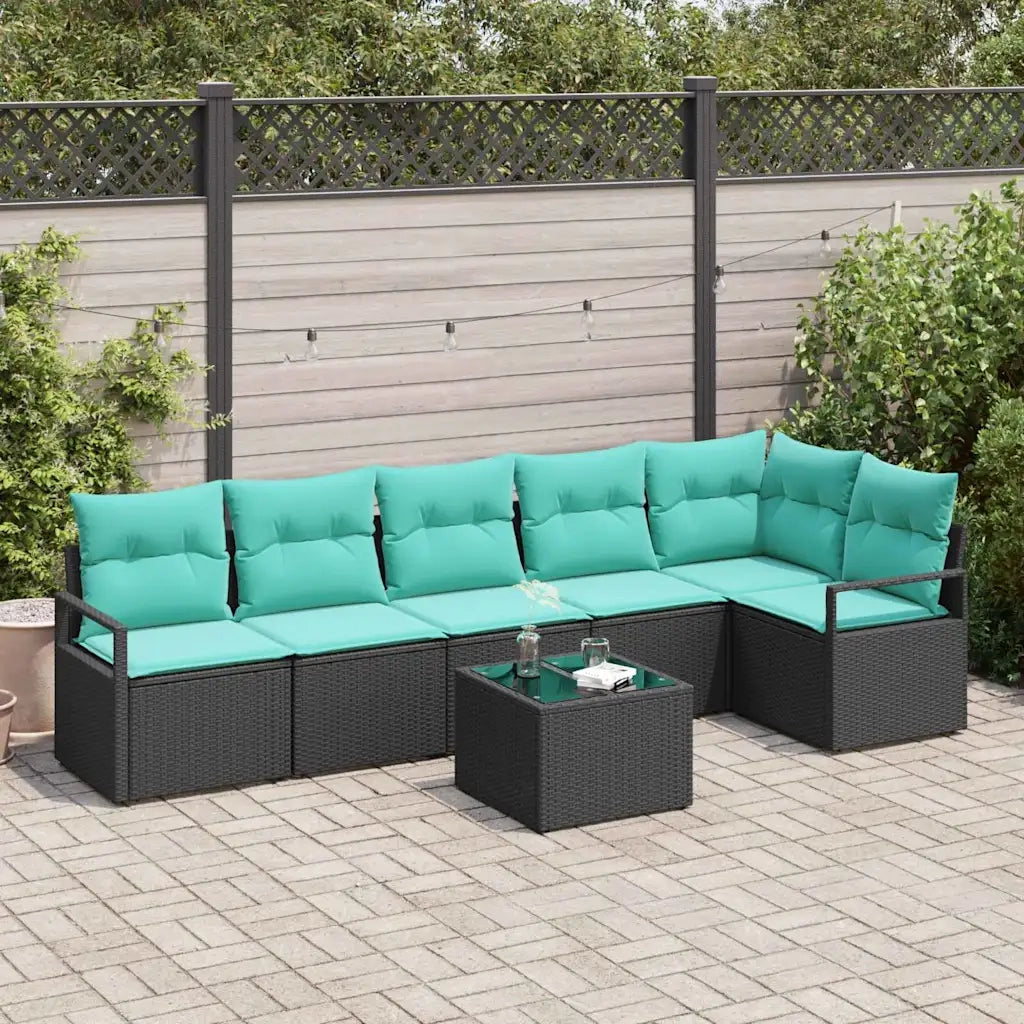 Set di divani 7 pcs Nero polyrattan 3346416