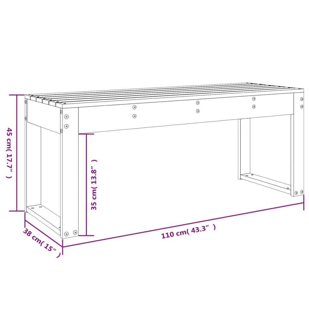Panca da Giardino-Sgabello-Panca da esterno Ambra 110x38x45 cm Legno Massello di Pino