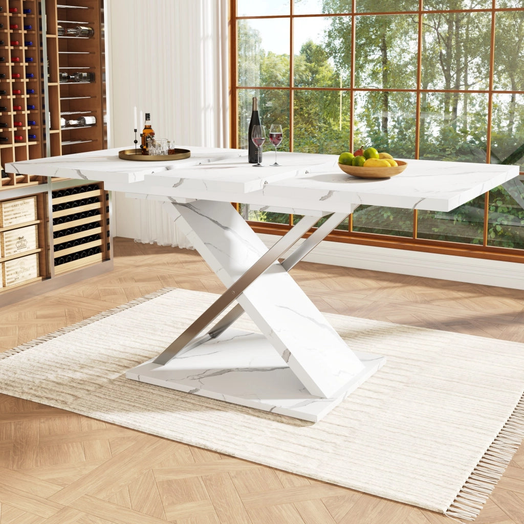 Tavolo da pranzo allungabile bianco 118-157x75 cm in MDF