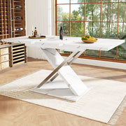 Tavolo da pranzo allungabile bianco 118-157x75 cm in MDF