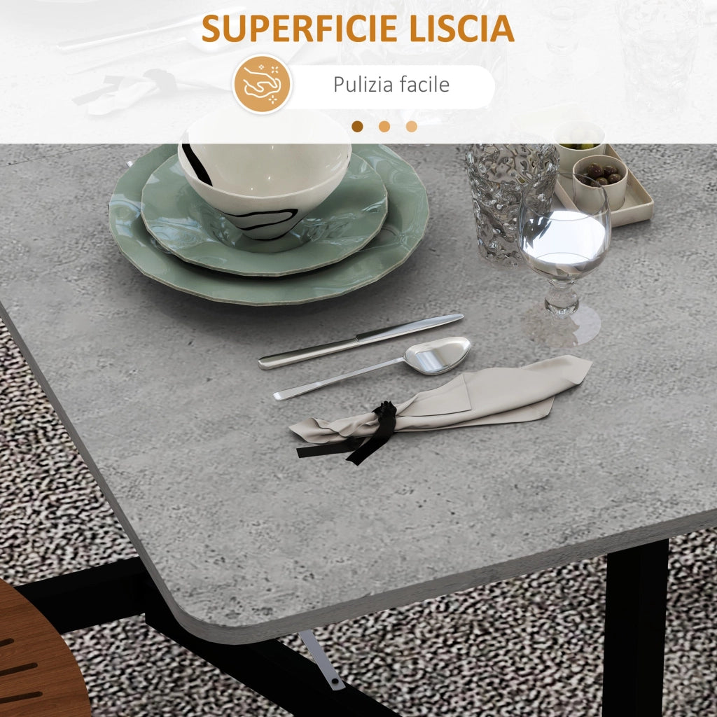 Tavolo Pieghevole Salvaspazio per 4-6 Persone con Ruote 120x80x73 cm Grigio