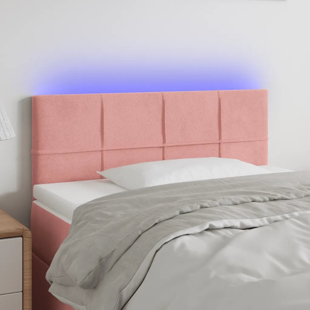 Testiera | Testata a LED Rosa 100x5x78/88 cm in Velluto