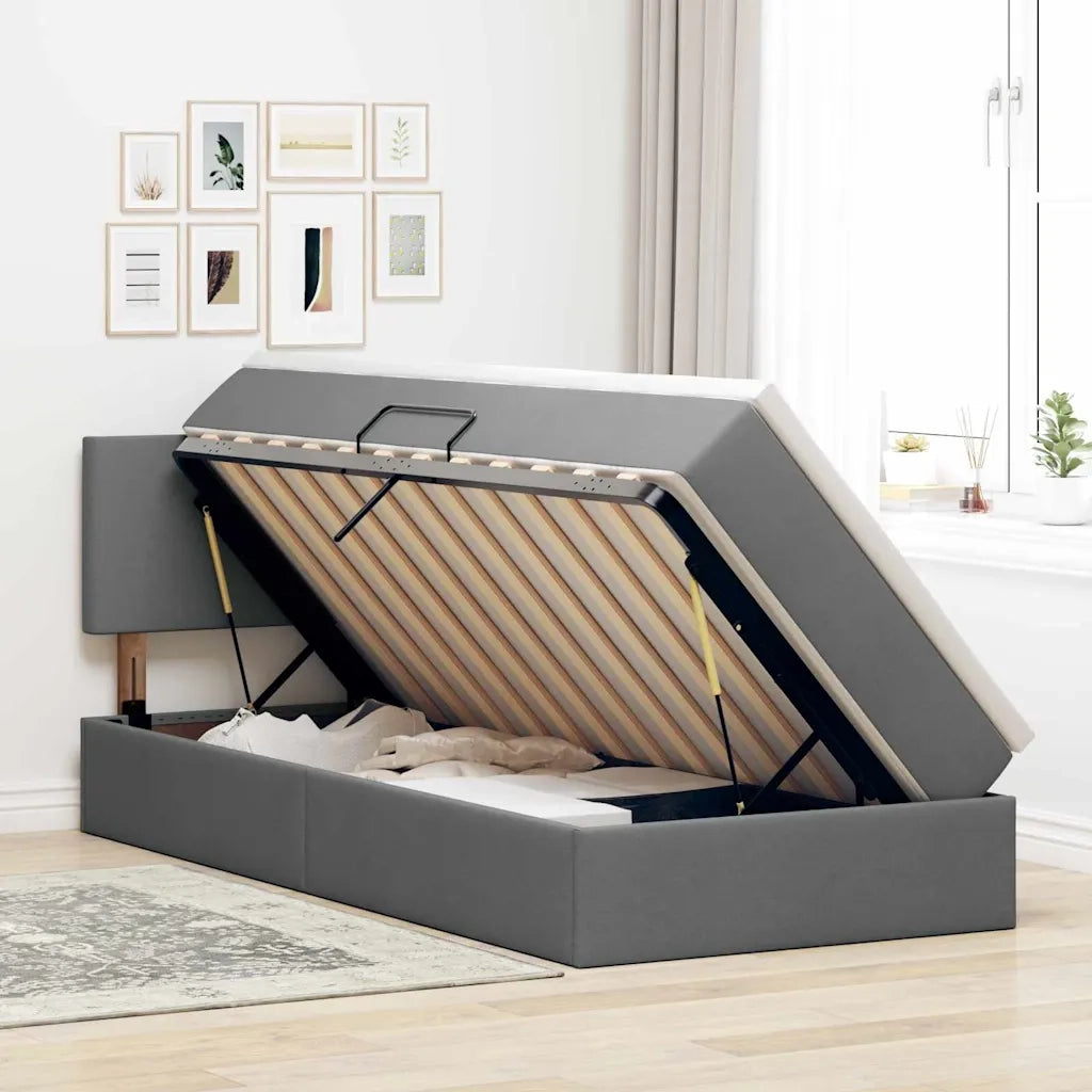 Letto con contenitore e materasso Grigio scuro 100 x 200 cm 3370426