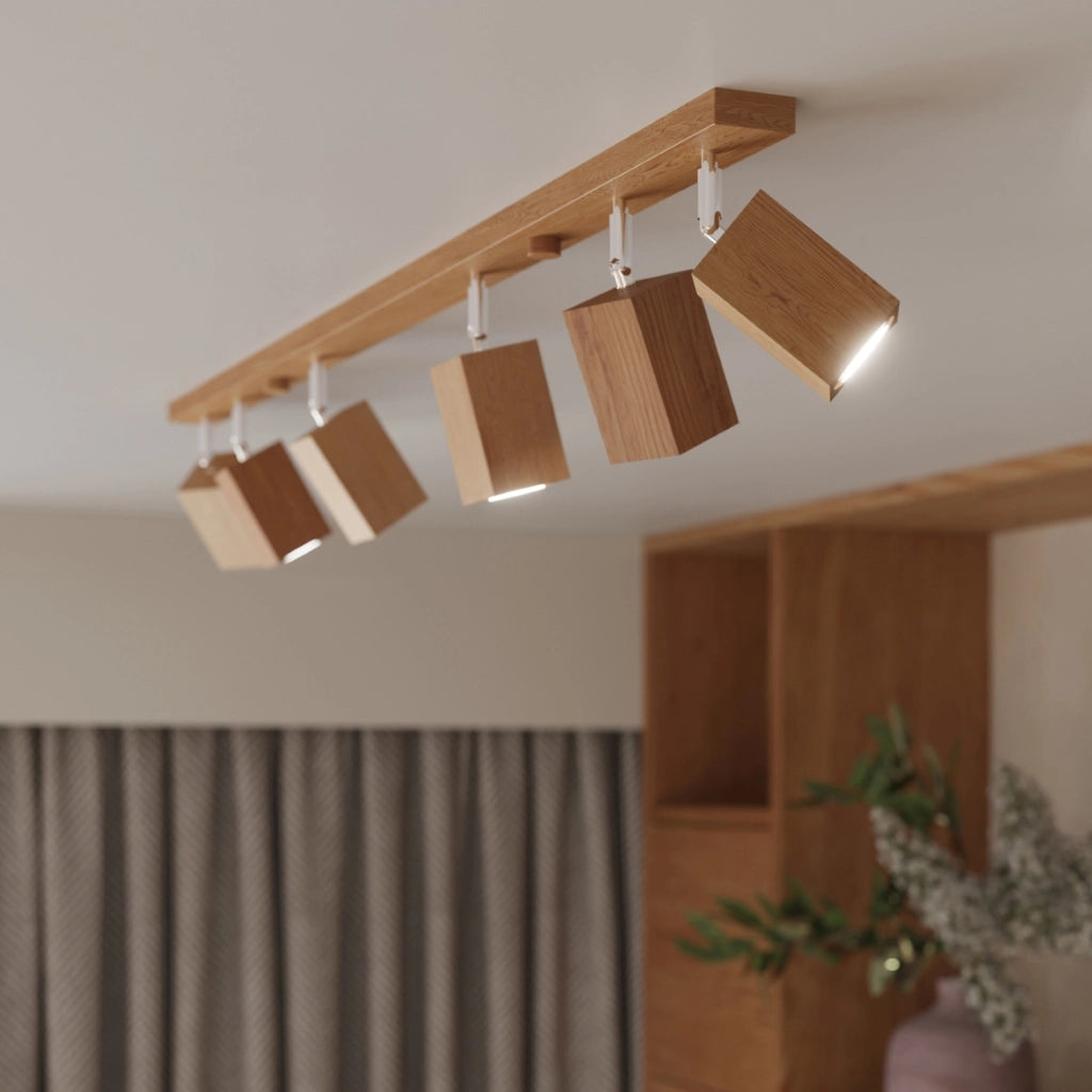 Plafoniera BAMBU 3 faretti rovere scuro cromato GU10