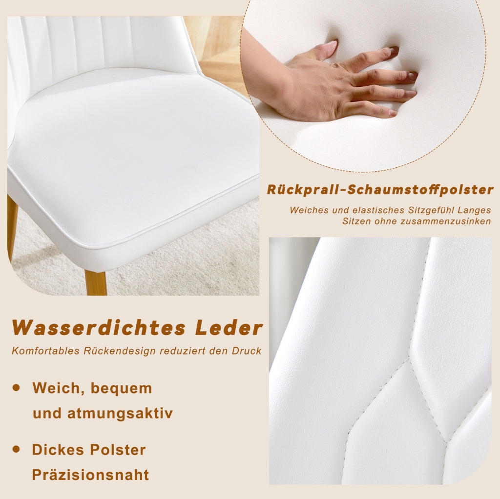 SEDIA da pranzo ergonomica 89 cm PU bianco oro