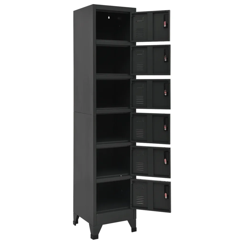 Armadio spogliatoio moderno con 6 ante chiudibili a chiave 38 x 40 x 180 cm in acciaio antracite 02_0047009