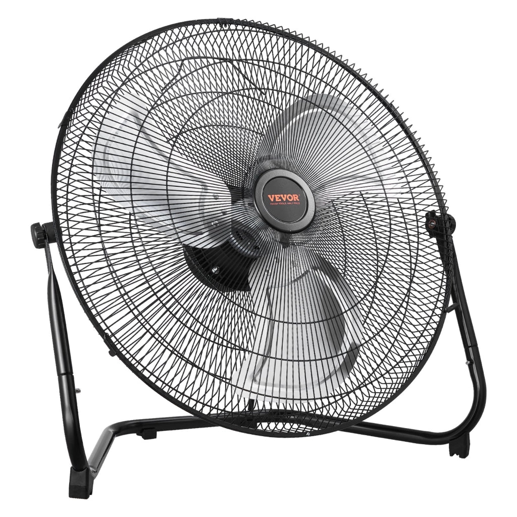 Ventilatore da Pavimento, 3 Velocità, Ventilatore Industriale ad Alta Velocità da 508 mm 135,92 m³/min Inclinazione Regolabile a 360° per Casa, Garage