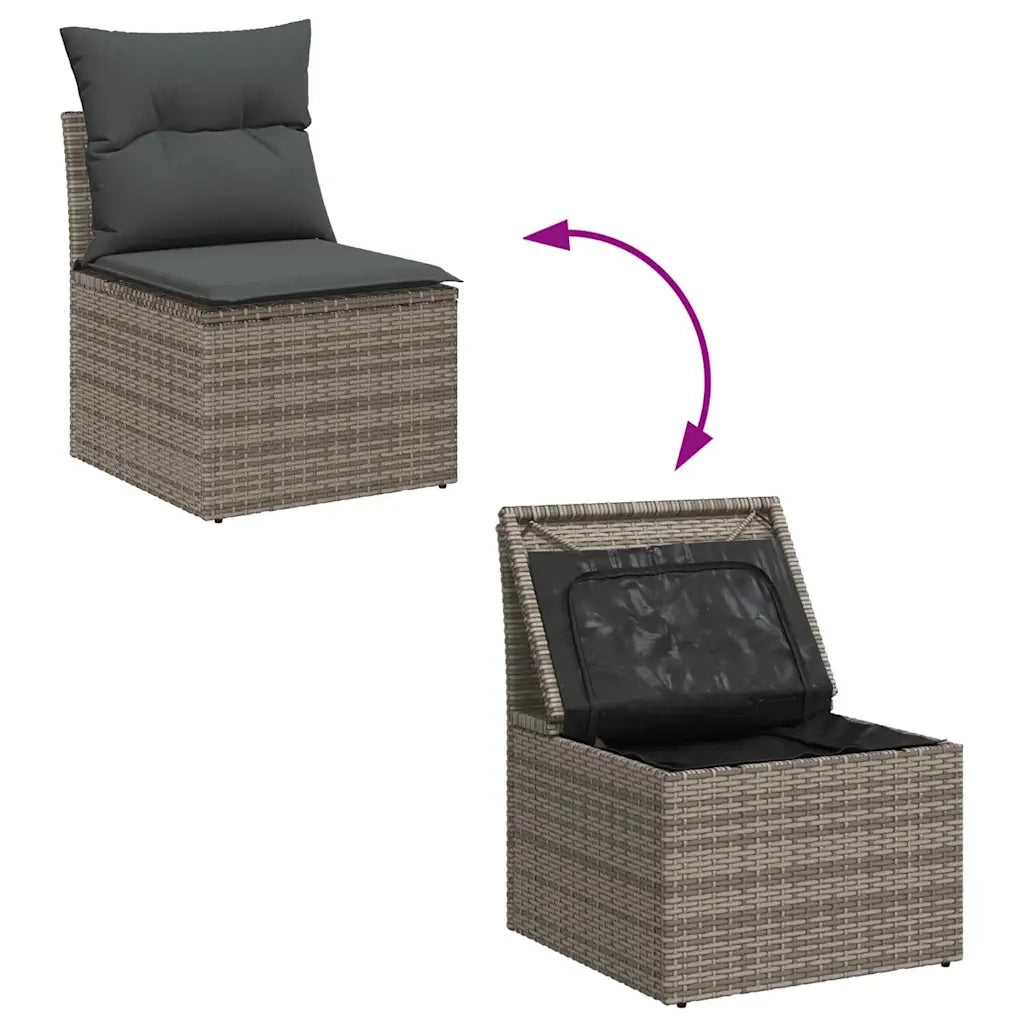 Set Divano da Giardino con cuscino 6 pcs Grigio polyrattan