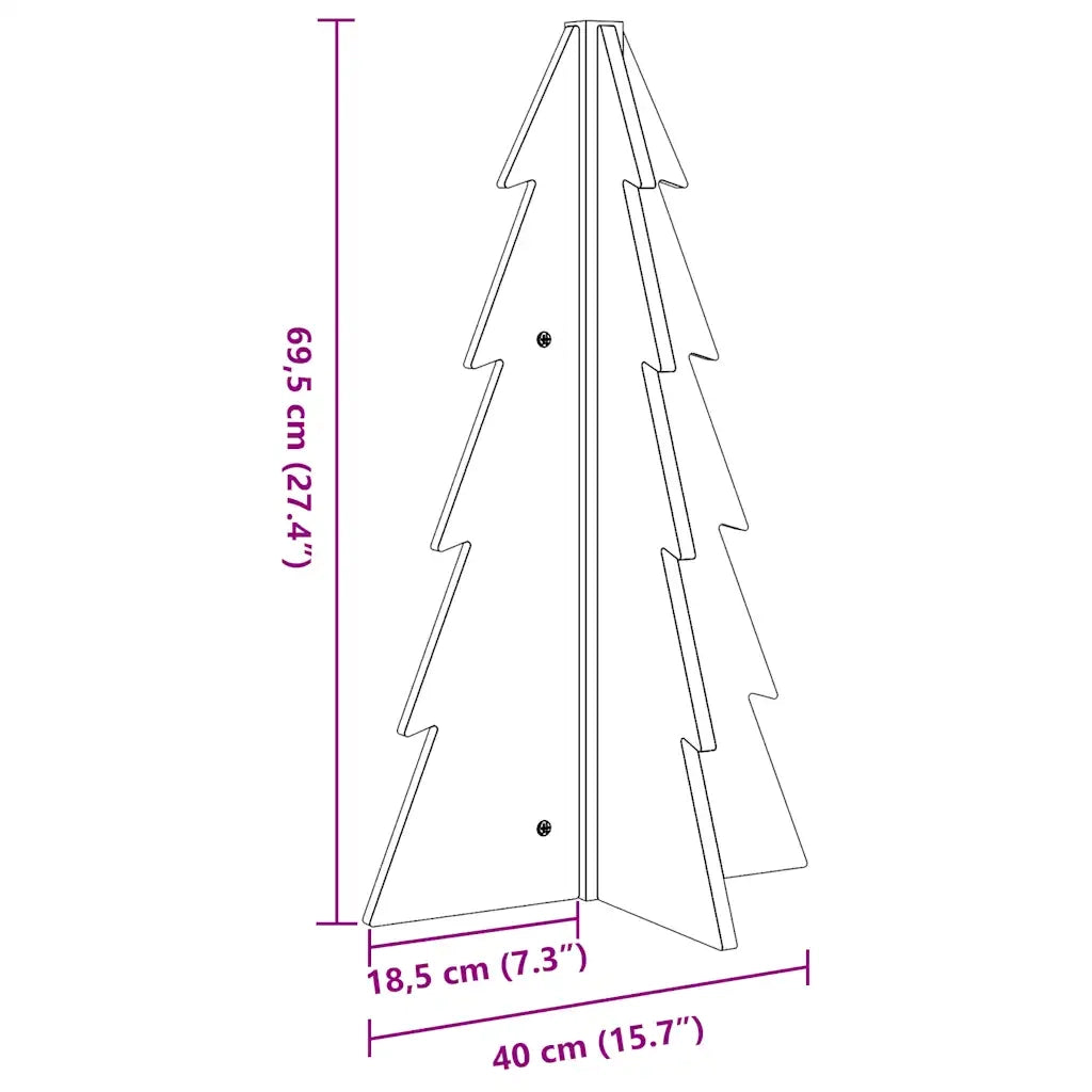 Albero di Natale | Decorazioni natalizie Marrone Cera 69,5 cm in Legno Massello di Pino