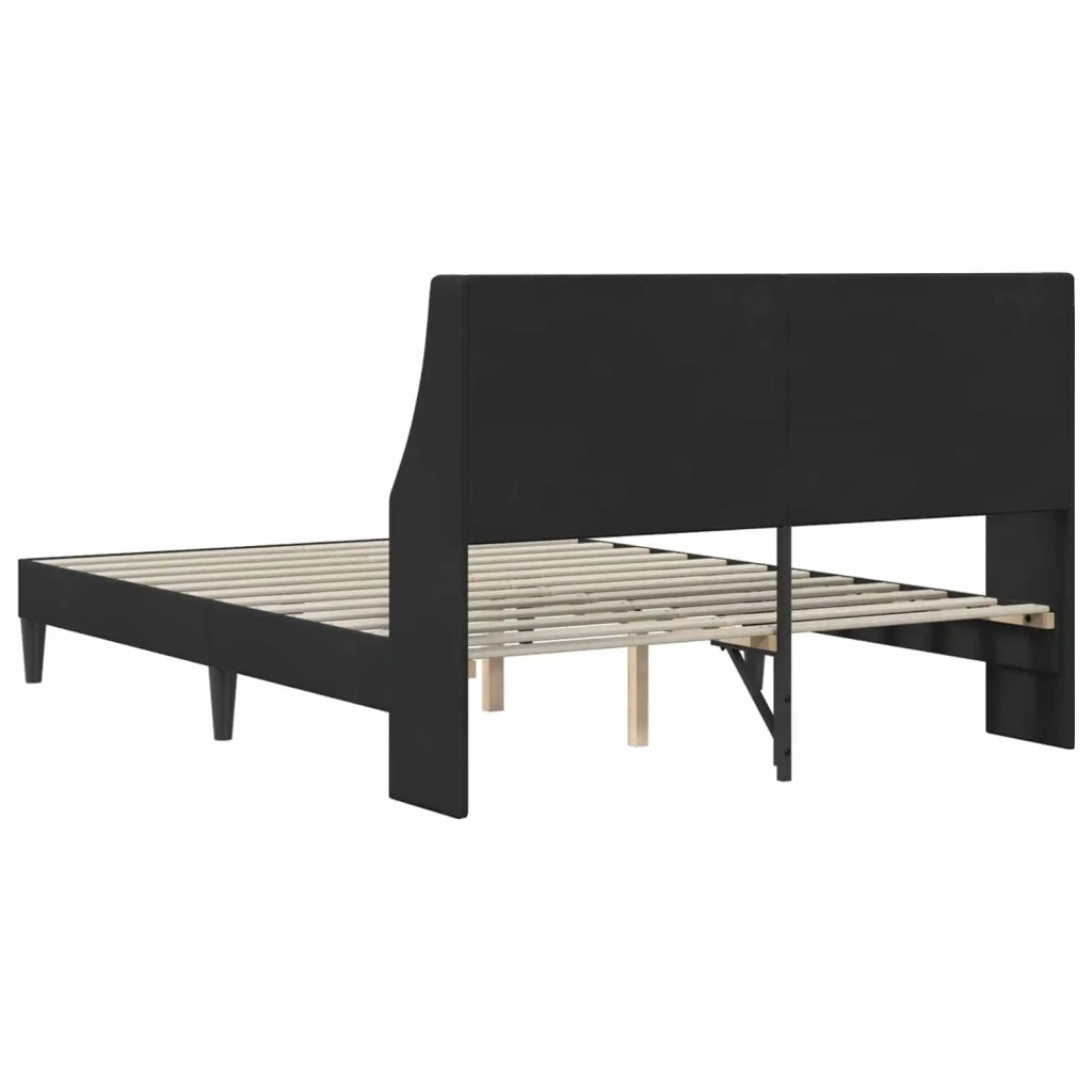 Letto matrimoniale | Letto per adulti | Struttura del letto con testiera Nero 140 x 190 cm Velluto