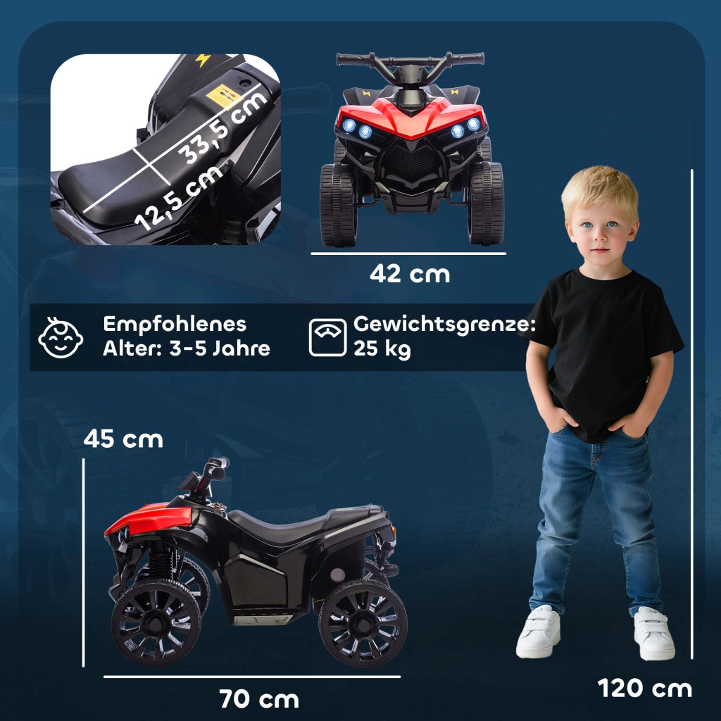 Quad Elettrico per Bambini 6V ¨C Xylo ¨C Rosso con LED e Musica