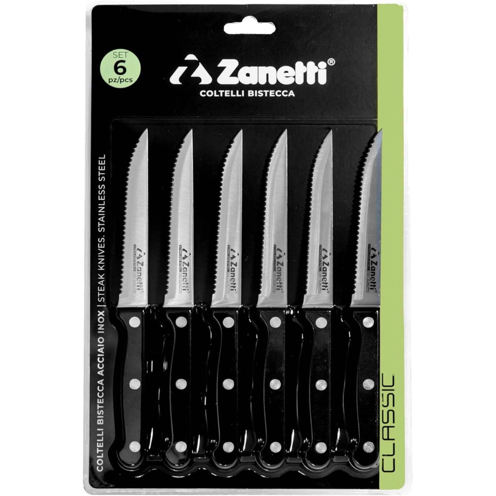 Zanetti Set 6 Coltelli Bistecca Classic Acciaio Inox 11cm