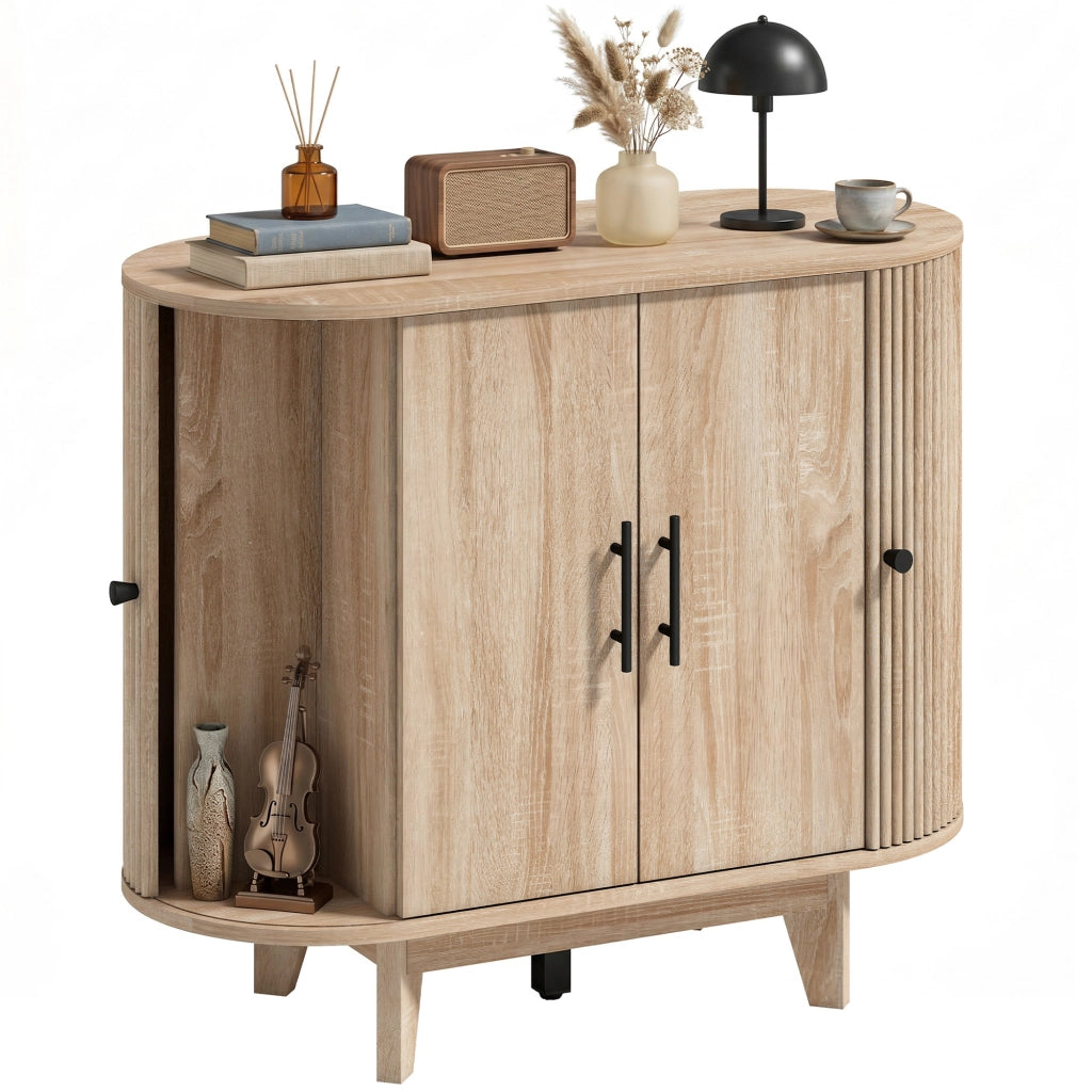 Buffet con 4 ante e ripiani regolabili ¨C Minimal ¨C Rovere 90x40x76