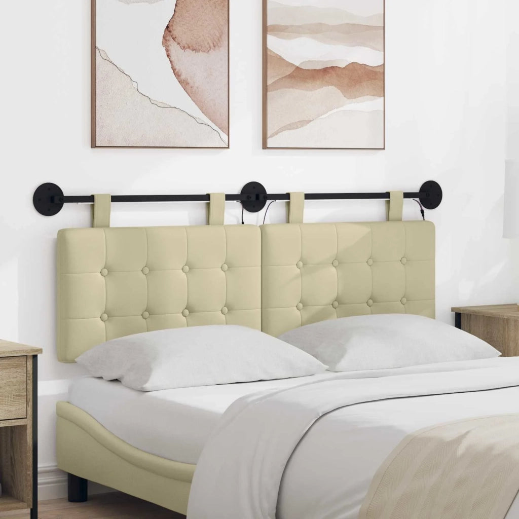 Testiera | Testata sospesa Con luce LED Crema Similpelle