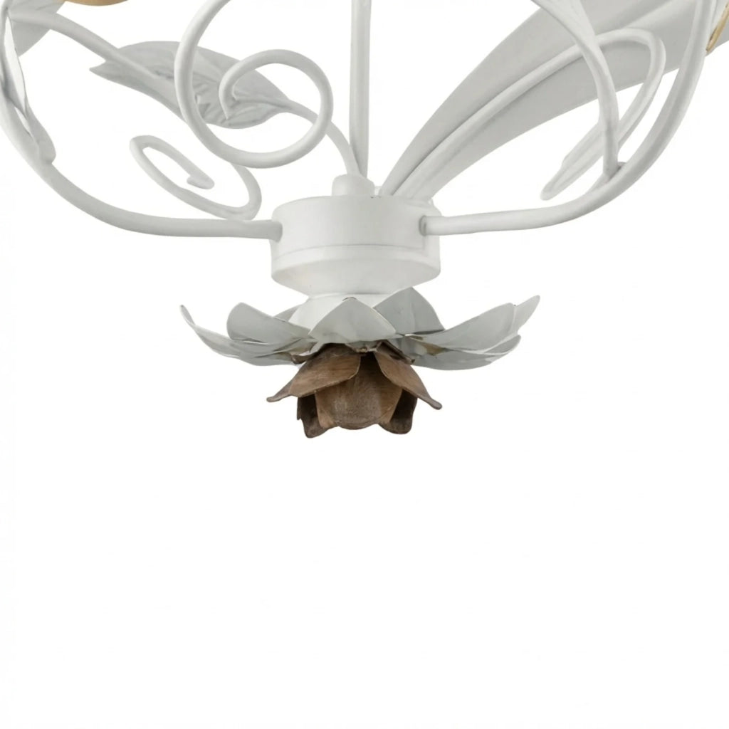 Lampadario Arte Povera Cesto Metallo Bianco E Oro 1 Luce E14