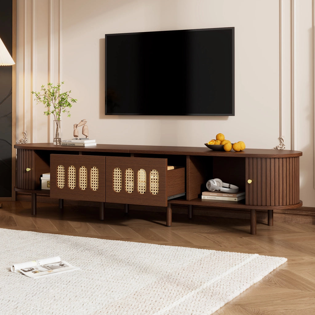 Mobile porta tv 180 cm noce scuro con due cassetti