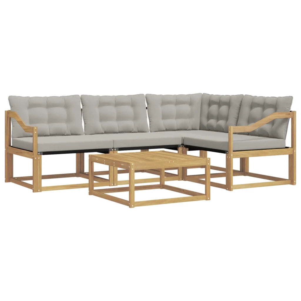 Set di divani da esterno 5 pz Bianco e Grigio Chiaro 3388669
