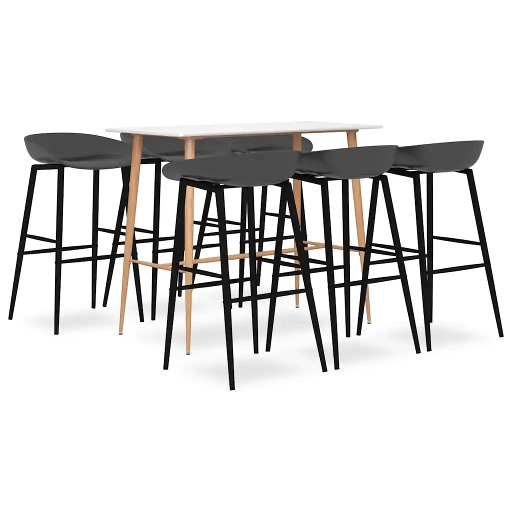 Set da Bar 7 pz Bianco e Grigio 3057453