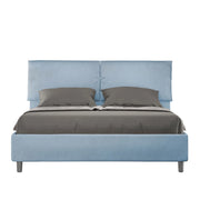 BS COM Letto matrimoniale senza rete imbottito 160x210 microfibra azzurro