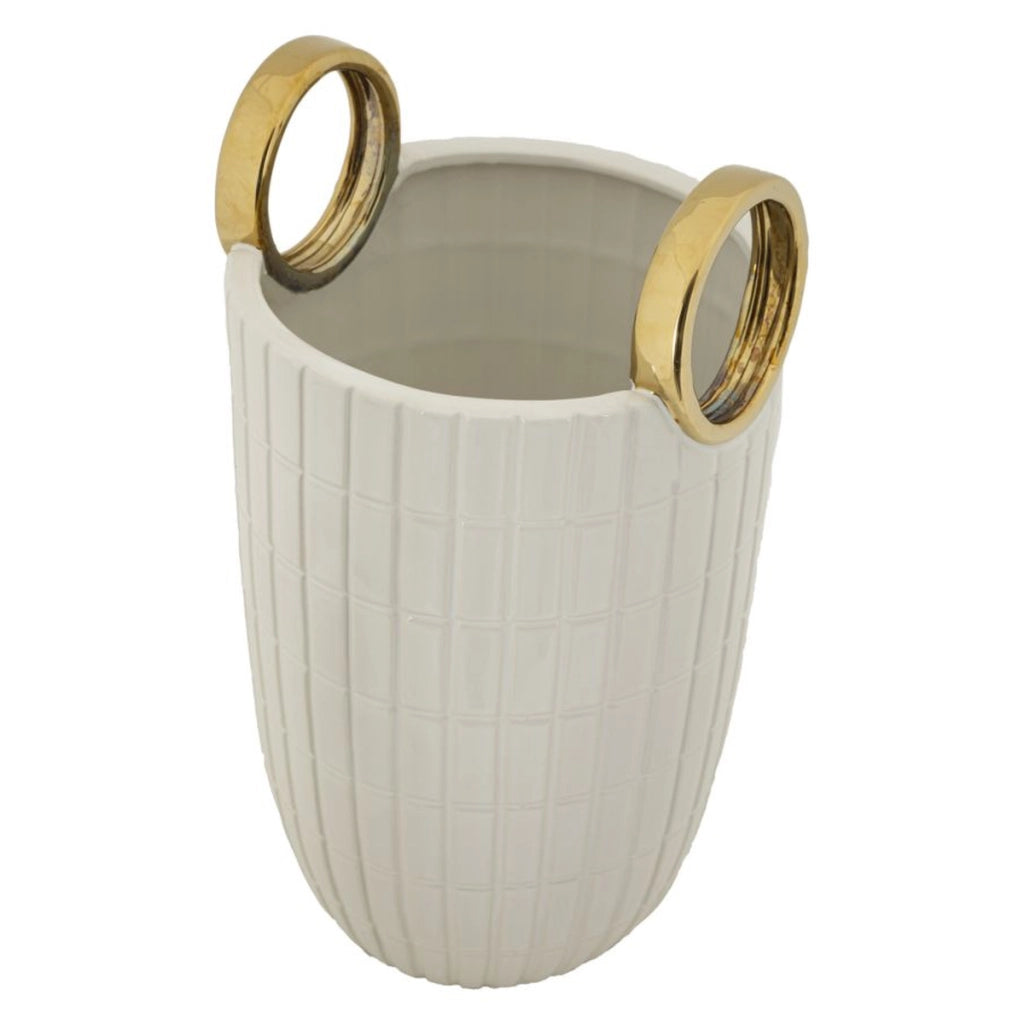 Vaso Decorativo VKH648, Bianco, Ceramica, 18x18x25 cm