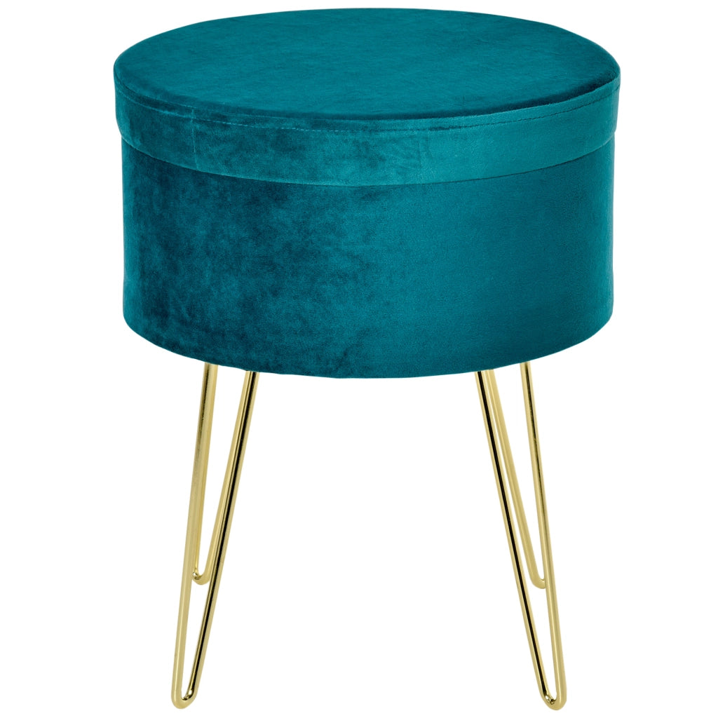 Pouf Contenitore ¨C Minimal ¨C Verde Velluto Legno