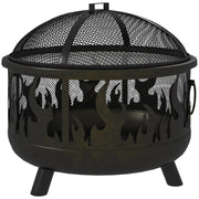 Braciere con parascintille e attizzatoio, Ø61,5x52 cm, nero