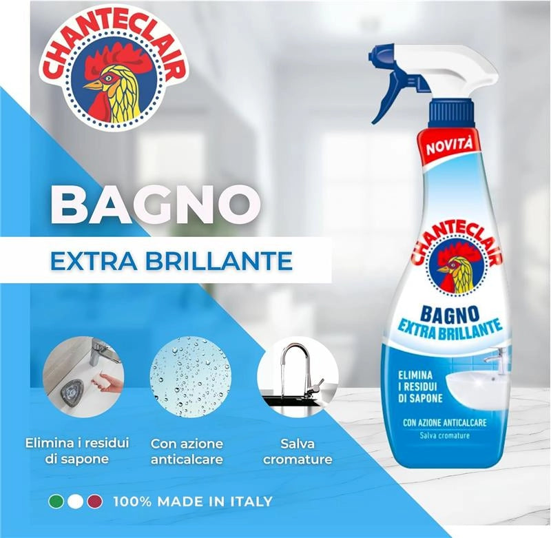 CHANTECLAIR SET DA 12 PZ  BAGNO EXTRA BRILLANTE ANTICALCARE TRIGGER 625 ML