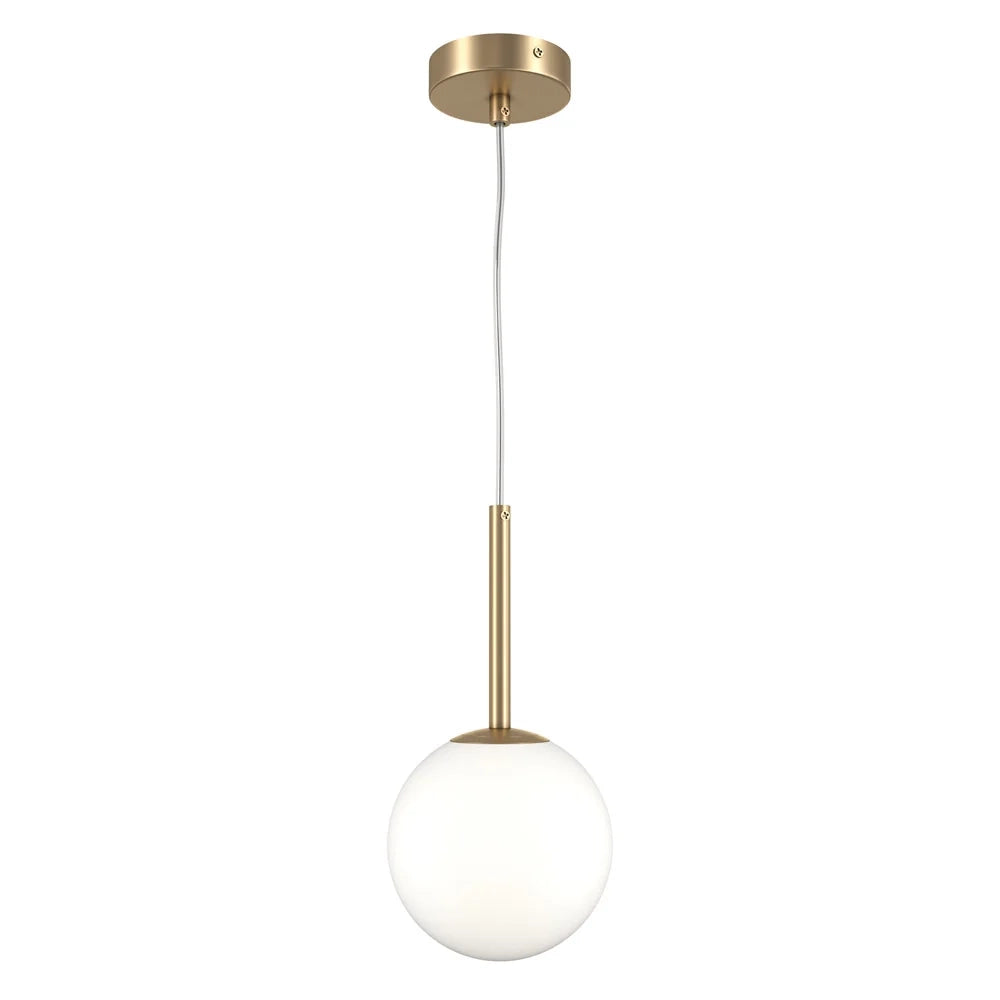 Lampadario Minimal Basic Form Piccolo In Metallo Oro 1 Luce E Diffusore Bianco