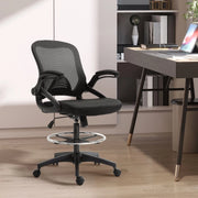 Sedia da ufficio ergonomica con poggiapiedi, nera