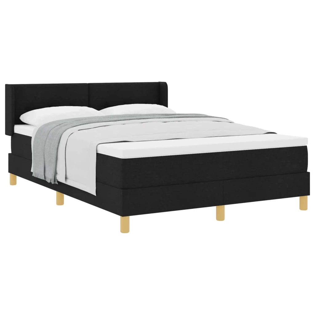 Letto a molle con materasso Nero 200 x 140 cm Poliestere