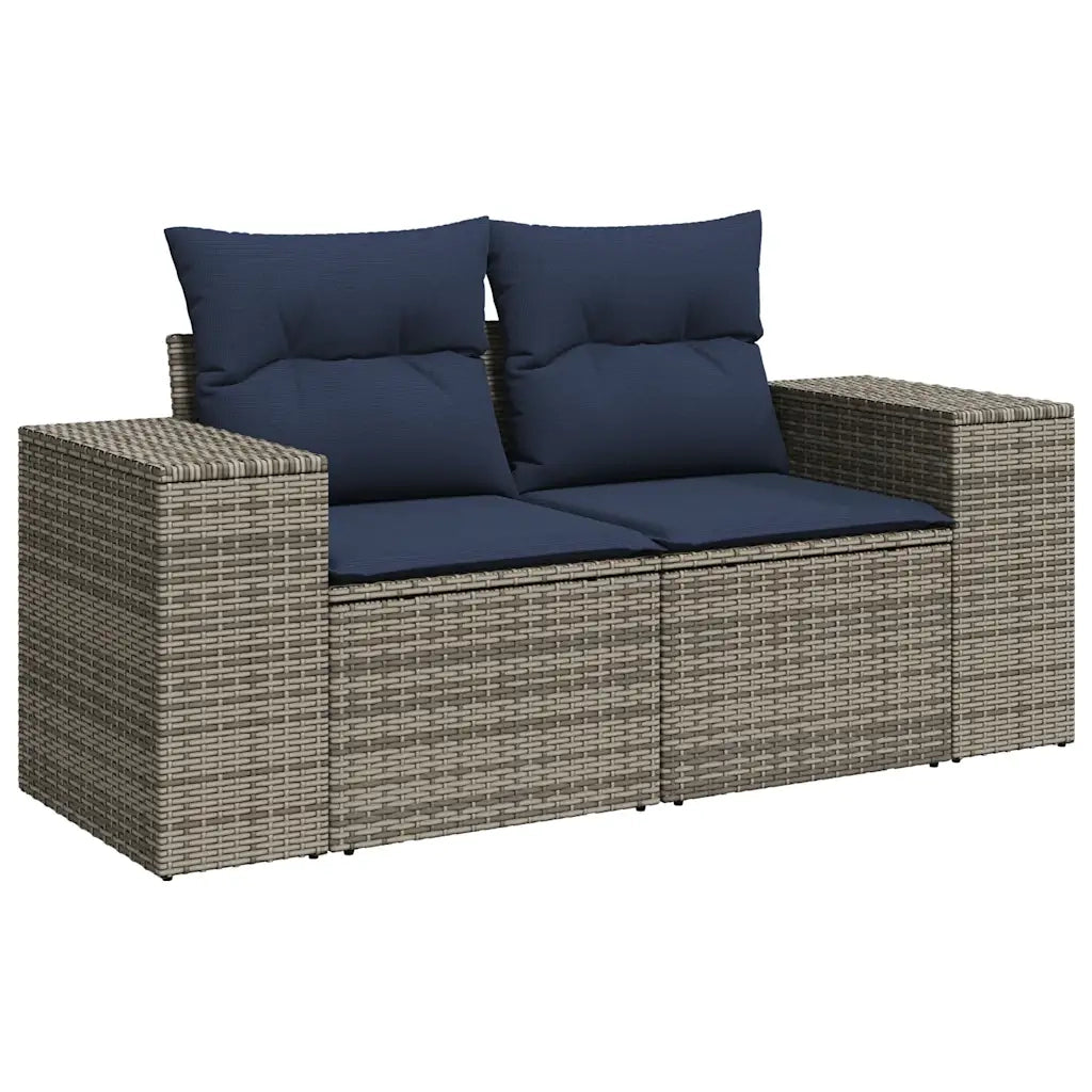 Set Divani da Giardino 7 pz con Cuscini Grigio in Polyrattan 3269201