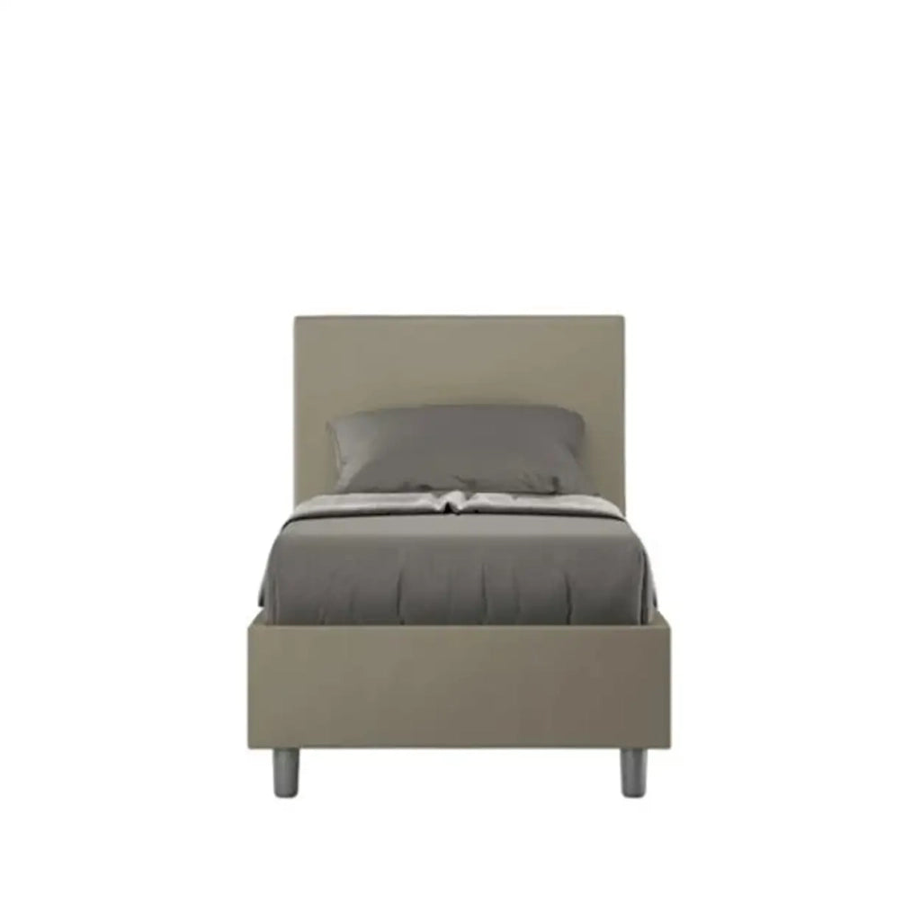 Letto singolo senza rete imbottito 80x190 similpelle cappuccino Adele