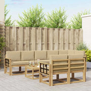 Set di divani da esterno 9 pz Bianco e Beige Poliestere 3387852