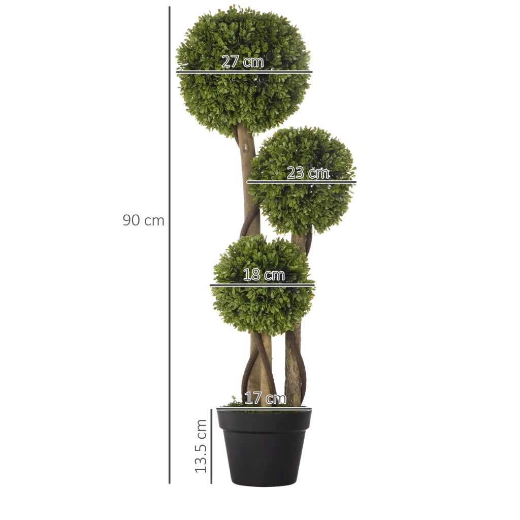 Pianta Artificiale Bosso H90 cm con Vaso Verde