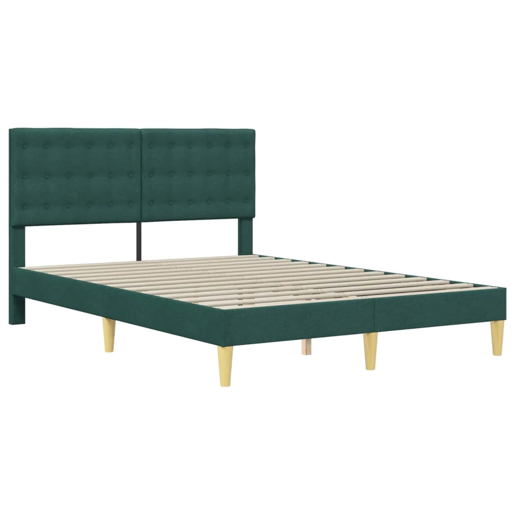 Letto matrimoniale | Letto per adulti | Struttura del letto Verde Scuro 140 x 200 cm Tessuto