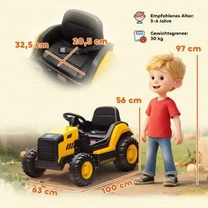 Auto cavalcabile per bambini 3-6 anni, telecomando e guida manuale, Bluetooth e musica, plastica e acciaio, giallo