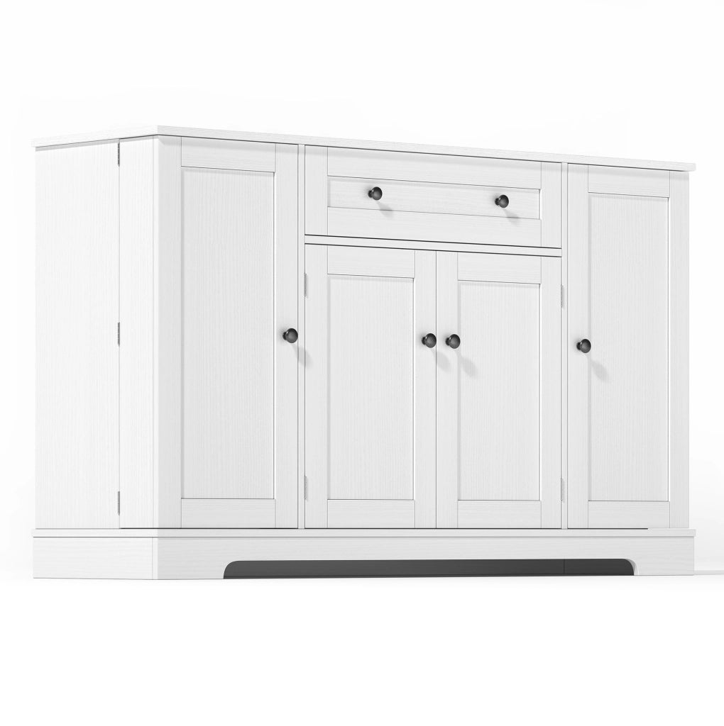 Mobile buffet da cucina 138 cm con cassetto e ripiani regolabili in MDF bianco