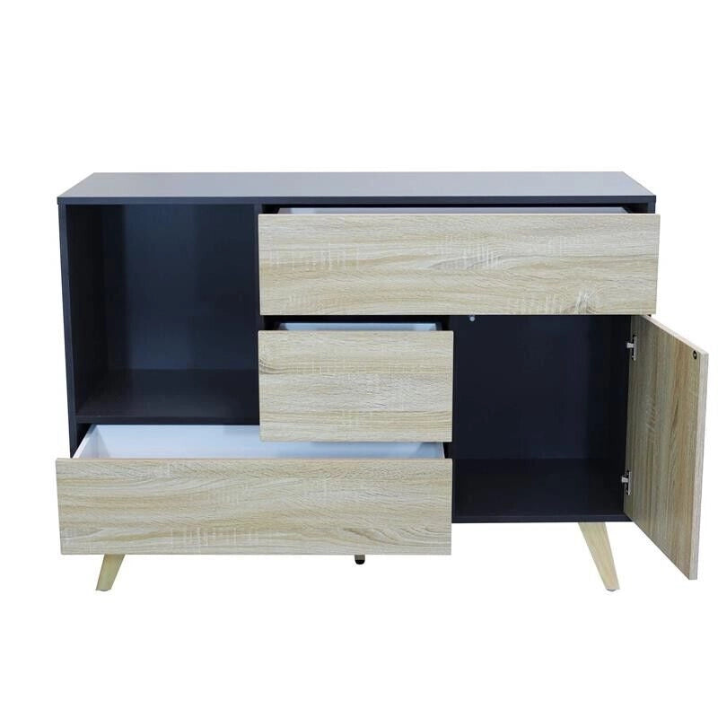 MOBILE EMORY GRIGIO E NATURALE CON ANTA E 3 CASSETTI 119 X 39,5 X H85,6 CM